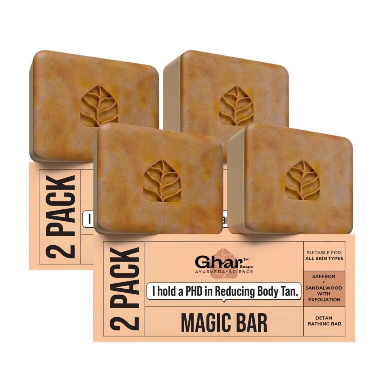 Ghar Soaps Sandalwood & Saffron Magic Soaps For Bath (100 Gms Pack Of 4) | Paraben Free | Chandan & Kesar Bath Soap | Handmade Soaps For Glowing | Skin Brightening Soap For Men & Women