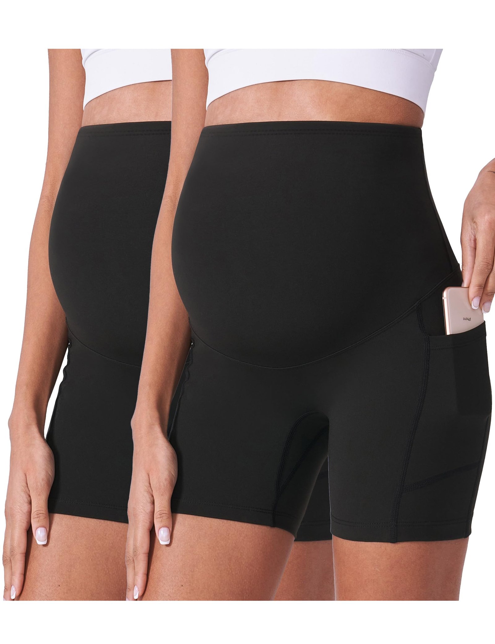 POSHDIVAH Maternity Shorts for Women Over Belly Biker Workout Yoga Active Summer Pregnancy Running Short Leggings 5″