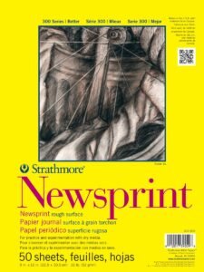 Strathmore 300 Series Newsprint Pad, Rough 9″x12″ Tape Bound, 50 Sheets