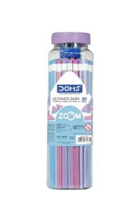 Doms Zoom Ultimate Dark Triangle Pencil | Jar Pack, 30 Pieces | Contains Pencils, Sharpener, Eraser & Scale, Multicoloured, Pack Of 1 (DM7274)