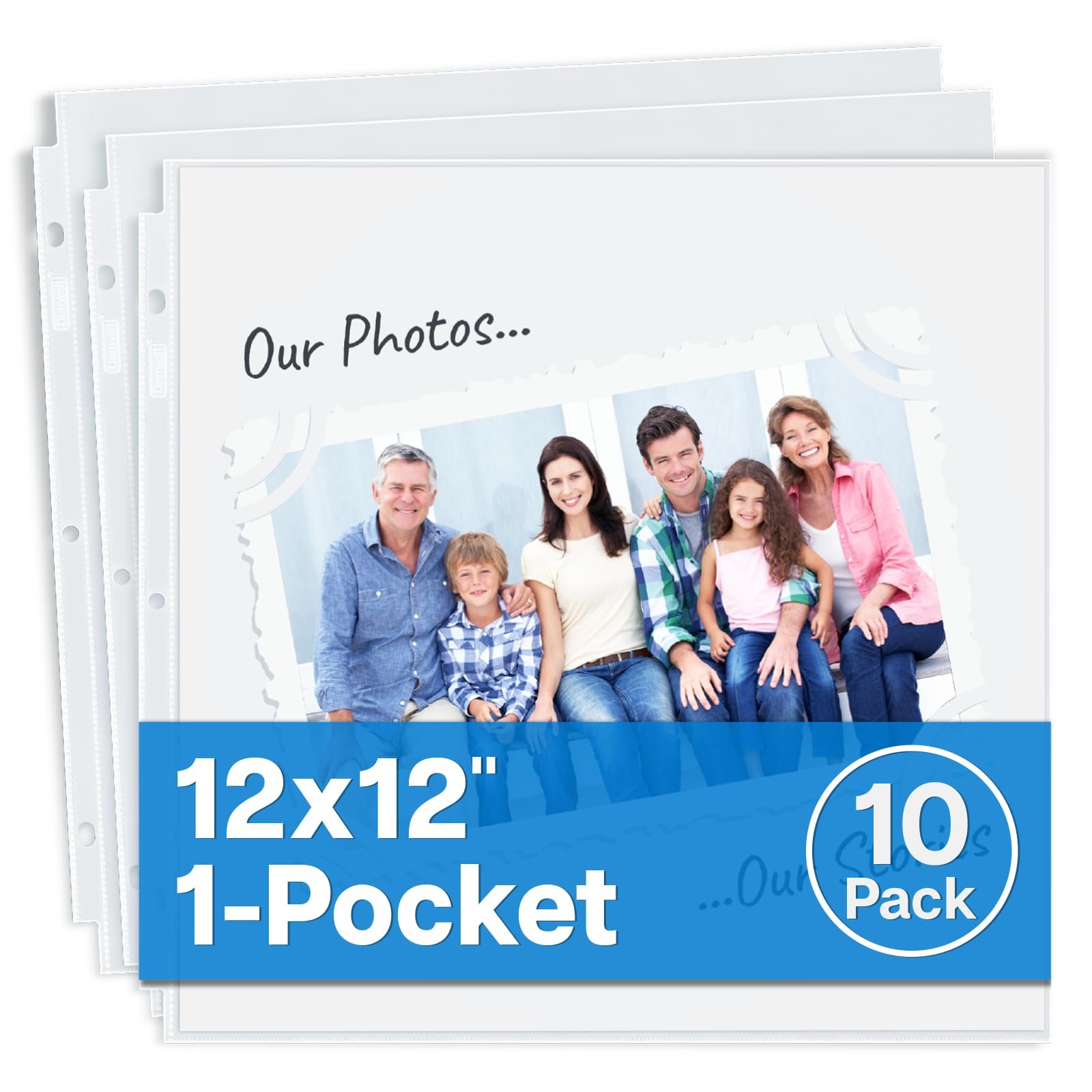Dunwell Scrapbook Refill Pages 12×12 – (10 Pack) Super Heavyweight, Fits 3 Ring Scrapbooking Binders 12 x 12, Standard 12×12 Photo Album Refill Pages, Scrapbooking Sheet Protectors, Scrapbook Inserts