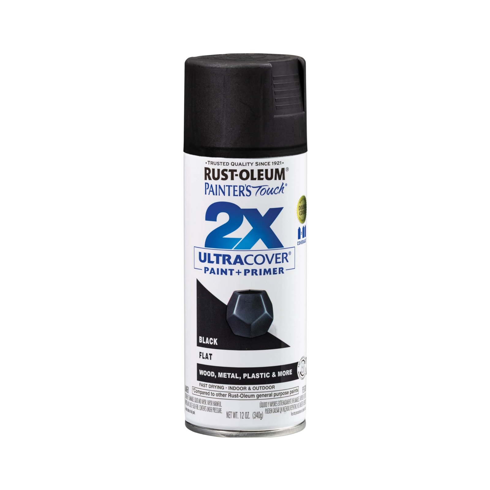 Rust-Oleum 249127 Painter’s Touch Acrylic Spray Paint (Matte Flat Black – 340 Grams)
