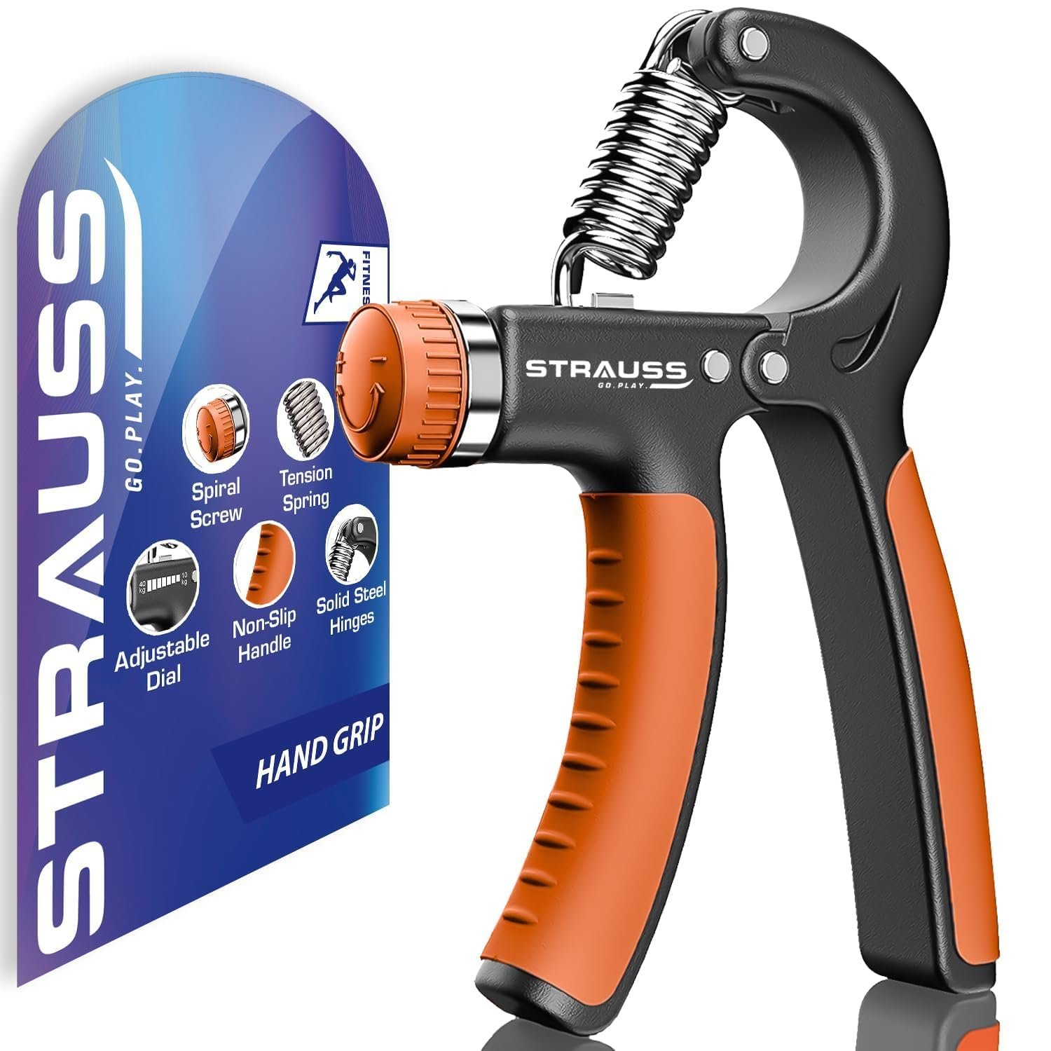 Strauss Adjustable Spring Hand Exerciser | Finger Exerciser| Hand Grip Strengthener for Men & Women (Multicolor)