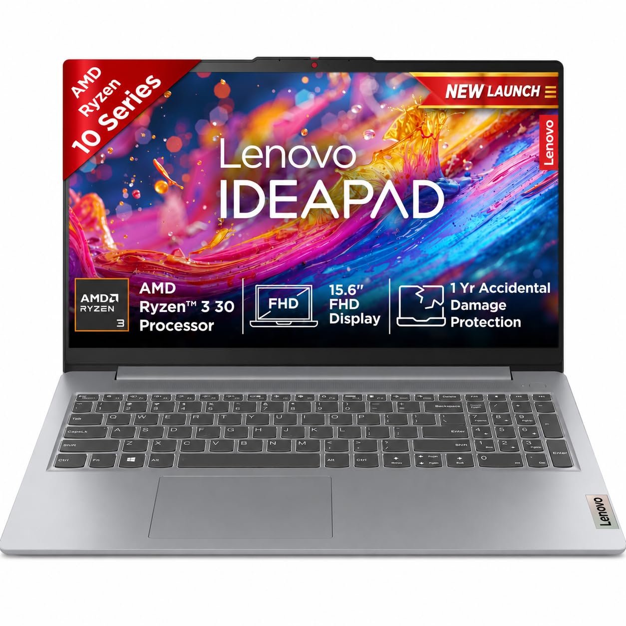 Lenovo IdeaPad Slim 3 Ryzen 3 30 15.6″ (39.6cm) FHD Thin and Light Laptop (8GB RAM/512GB SSD/AMD Radeon 610M Graphics/Windows 11/Office 2024/Grey/1.6Kg), 82XQ01VYIN