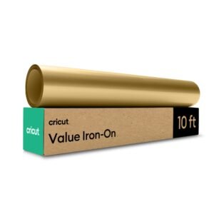Cricut HTV Heat Transfer Vinyl | 3 m | Gold | Iron-On HTV Vinyl for Fabric, Perfect for Custom T-Shirts & DIY Clothing
