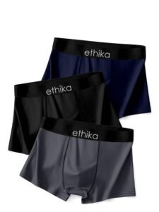 Ethika Men’s Extra Thin Elastic Underwear Long Comfortable Ice Silk Breathable Comfort Brief-Boxer-Trunks Imported Material Pack of 3