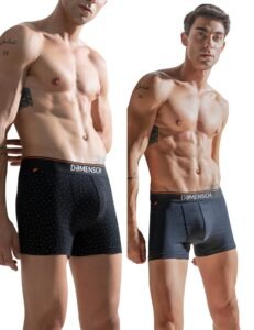 DAMENSCH Pack of 2 Regular Fit Printed Cotton Blend Anti-Bacterial Moisture Wicking Breathable Microfiber Waistband Stretchable Deo Cotton Trunk for Men