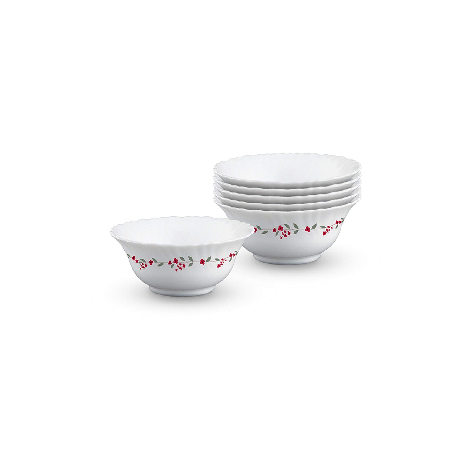 Larah by BOROSIL Opalware Veg Bowl – Set of 6, White