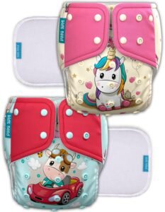 Kids Need Leakage Proof cloth diaper for babies 0 to 3 years High Absorbent 2 Reusable diaper cover 2 Insert pad combo Pack 5-18Kg Adjustable free size Washable Pocket cloth diapers for babies P29
