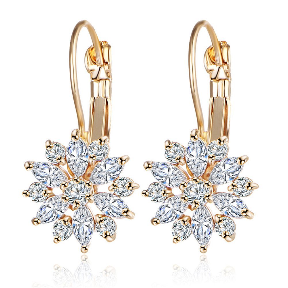 Shining Diva Fashion Latest 18k Gold Plated AAA Crystal Diamonds Earrings For Women & Girls