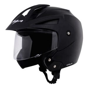 Vega Crux ISI Certified Flip-Up Helmet for Men and Women with Clear Visor(Black, Size:M)