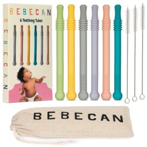 BEBECAN Teething Sticks For Babies-Infant Teething Relief For Teething Baby In 6 Vibrant Colors, Super Soft Silicone Baby Teethers, Teething Toys For Babies 0-6 Months,Multicolor