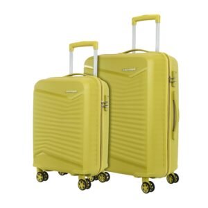 Kamiliant by American Tourister Rock-Lite 66L Hard Sided Trolley Bag for Men & Women with 3 Digit Combination Lock, Set of 2pc (Small & Medium) – Cress Green
