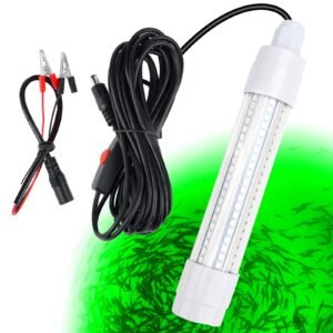 12V 120 LED 1000 Lumens Lure Bait Finder 10.5W Night Fishing Finder Crappie Shad Boat LED Submersible Underwater Light with Battery Clip and Power Plug 6M Power Cord