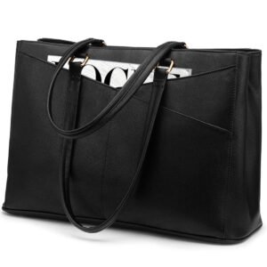 Laptop Tote Bag for Women 15.6 Inch Waterproof Leather Computer Laptop Bag Women Business Office Work Bag Briefcase Large Travel Handbag Shoulder Bag