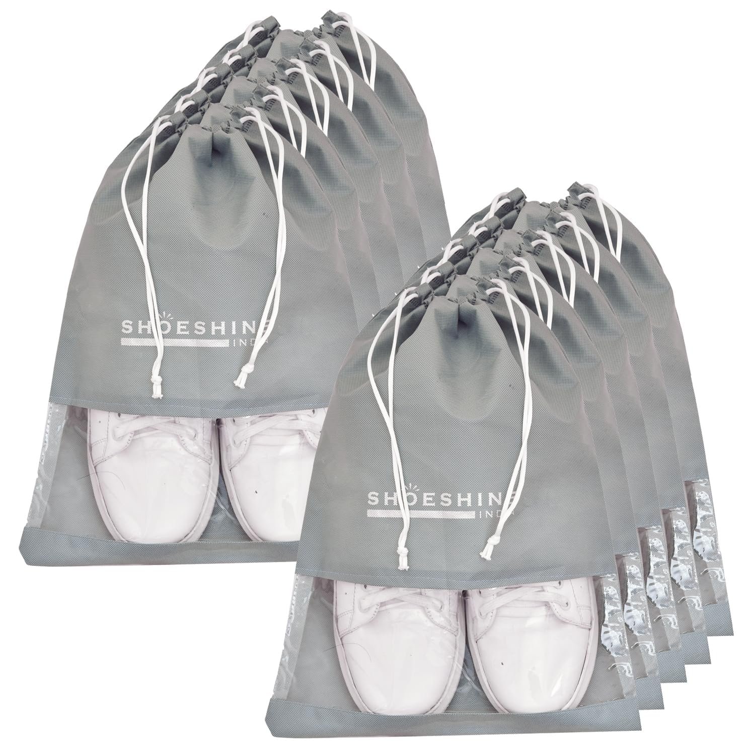 SHOESHINE Shoe Bag for Storage Shoes for Men and Women Travel Essentials Shoe Cover or Shoe Bags Pouches Transparent Shoe Bag for Travel or Accessories – Pack of 10 Shoe Pouch