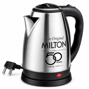 Milton Appliances Go Electric Kettle 1.8 Litre I 3X Protection – Dry Boil, Auto Shut Off, Overheat I 1350 Watt I Super Fast Boiling I Stainless Steel I 360° Power Base I 1 Year Warranty