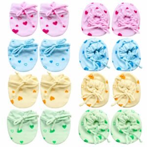 Newborn Baby Mittens and Booties Set, 4 Pairs, Pastel Colours