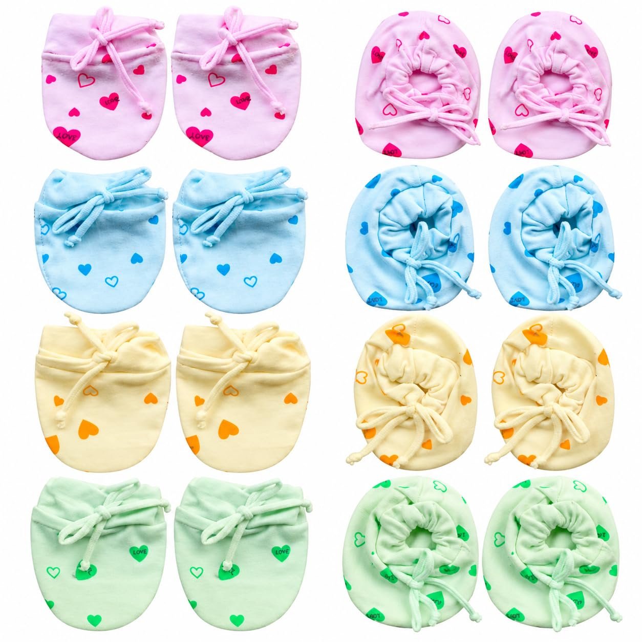 Newborn Baby Mittens and Booties Set, 4 Pairs, Pastel Colours
