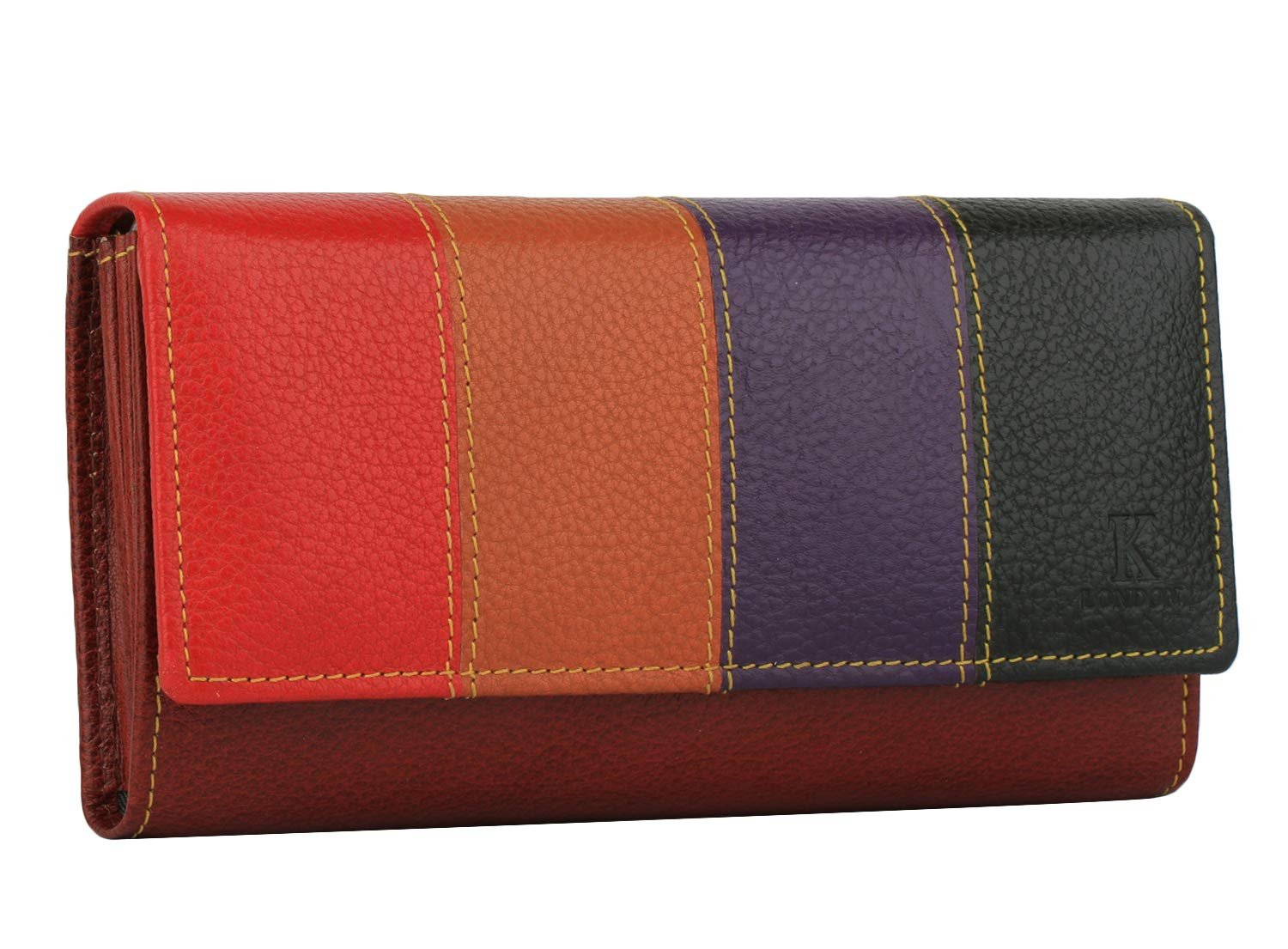 K London Women Multicolor Genuine Leather Wallet | Ladies Clutch | Zipper Purse/Card Holder Organizer for Women (AZ04_BRN)