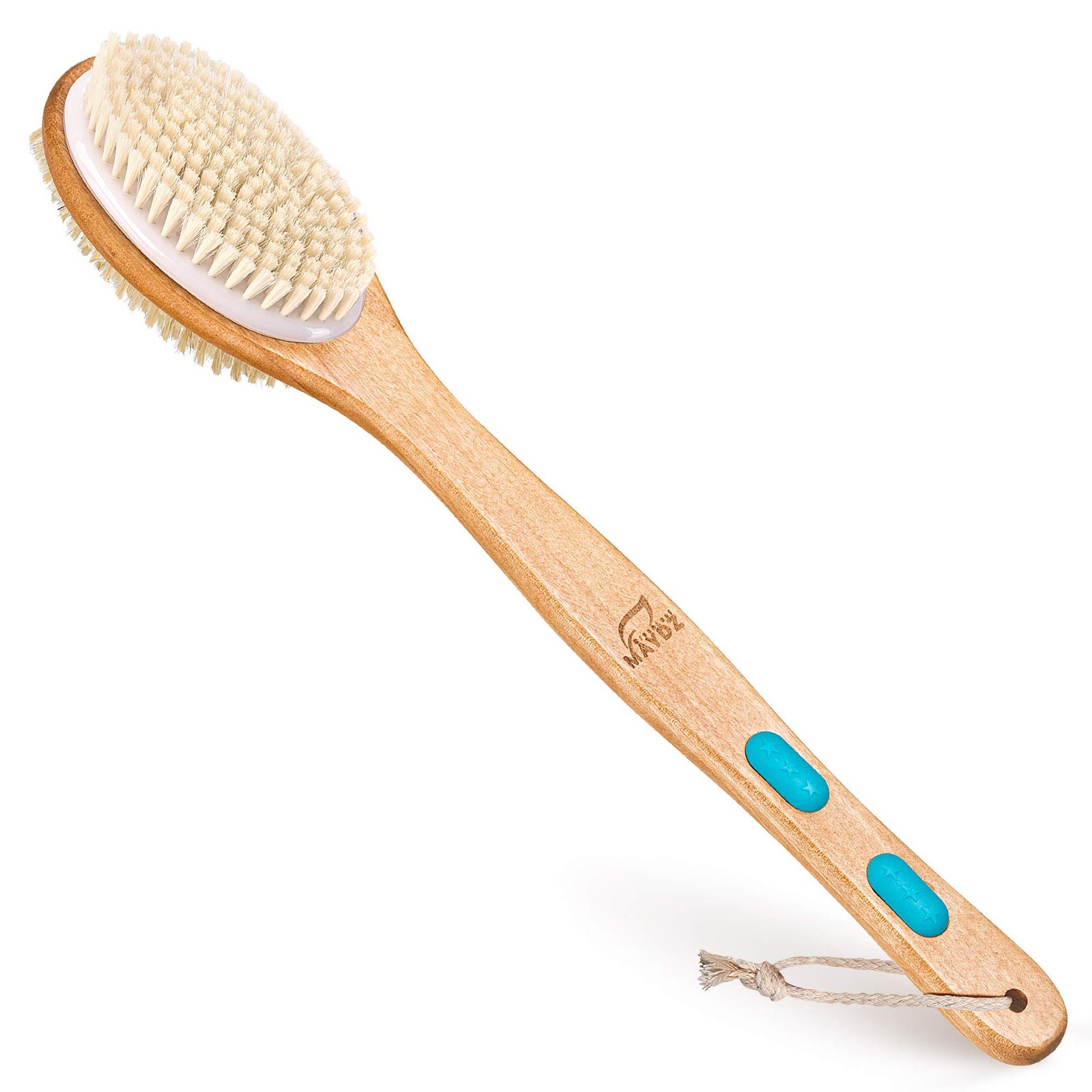 Back Brush Long Handle for Shower – Soft and Firm Double Sided Exfoliating Bath Body Scrub Brush for Men and Women – Use Back Showering Scrubber Wet for Washing / Scrubbing – Use Dry for Exfoliation
