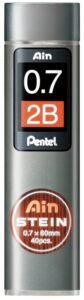 Pentel Ain Stein 0.7mm Mechanical Pencil Lead (C277-2B) Lead of Grade 2B Smooth & Not Scratchy Easy to Insert Inside The Pencil Pack of 40 Pcs,Graphite