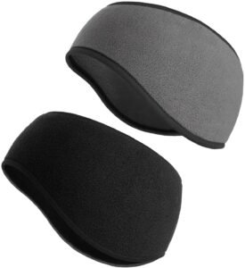 SAVITA 2 Pack Ear Warmers Headband Stretchy Ear Covers Sweatband Ski Winter Headband Earmuff Workout Headbands Moisture Wicking Thermal Sport Headbands for Women Man Girls