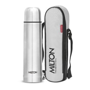 Milton Flip Lid 1000 Thermosteel Water Bottle 1 LTR, 24 Hr Hot and Cold I Leak Proof Lid, ISI Certified I Vacuum Insulated I for Office, Gym, School I Silver