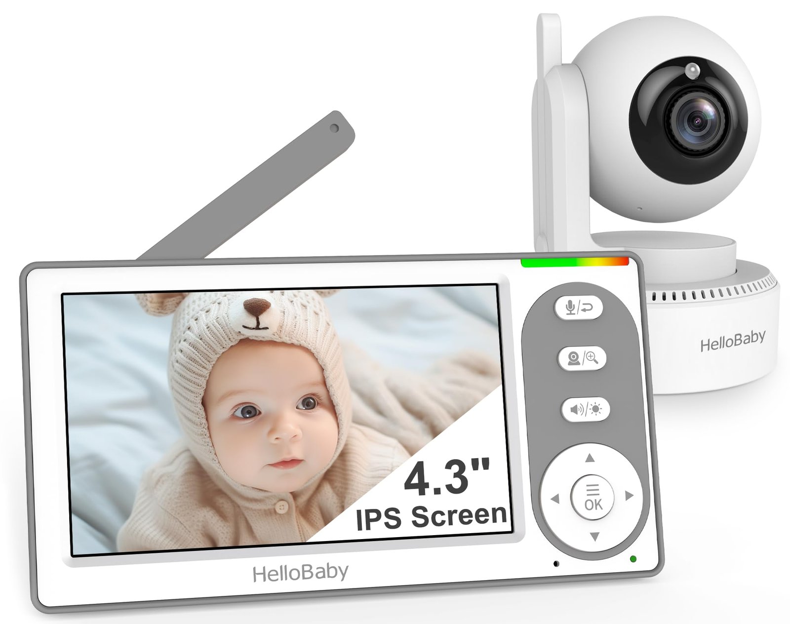 HelloBaby 4.3” Video Baby Monitor with 30 Hours Battery, Remote Pan-Tilt-Zoom Baby Monitor No WiFi, Baby Monitor with Camera and Audio, Night Vision, ECO Mode, Two-way Talk, 8 Lullabies, 1000ft Range