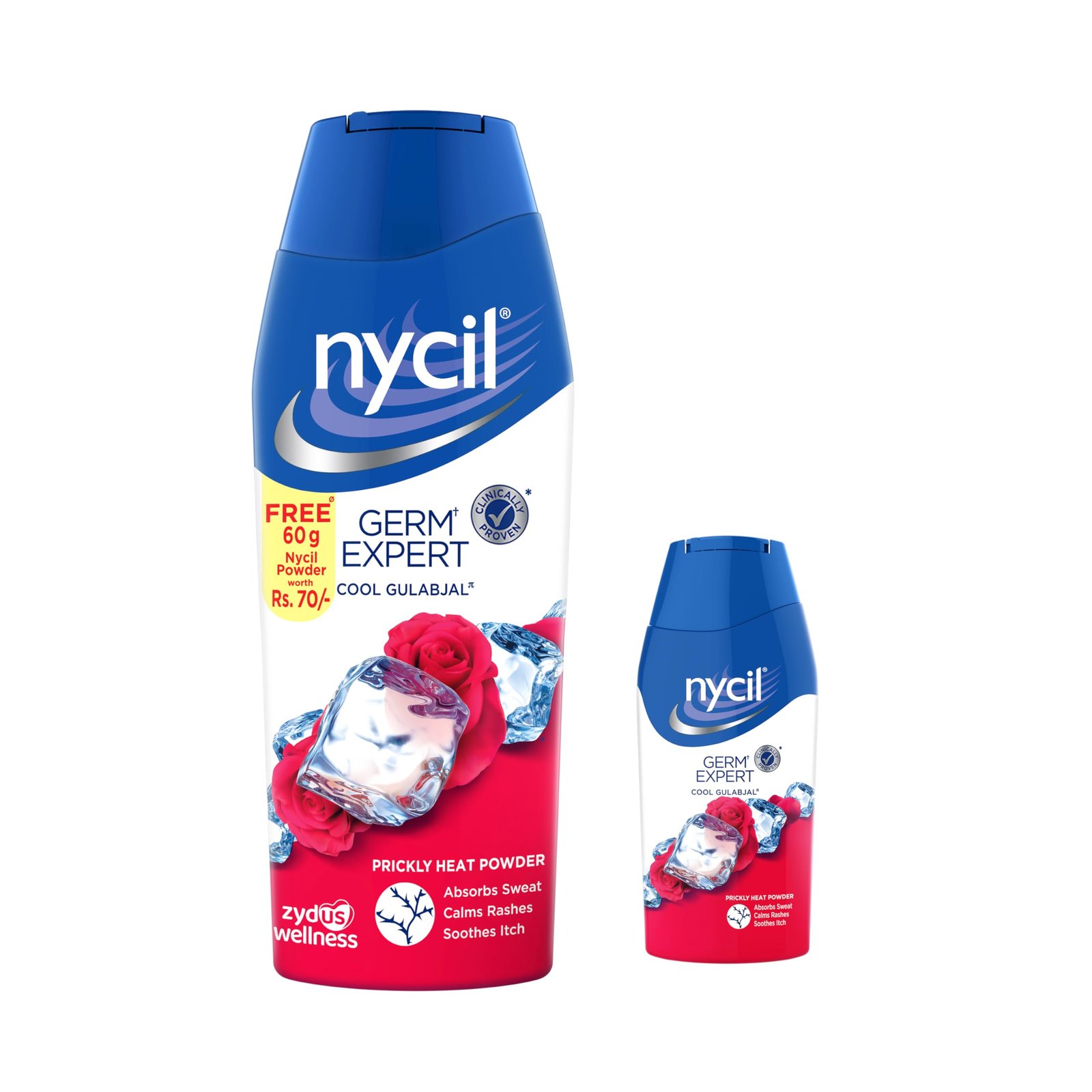 Nycil Germ Expert Prickly Heat Powder, 150gm+50gm, Assorted Fragrances (Cool Gulabjal)