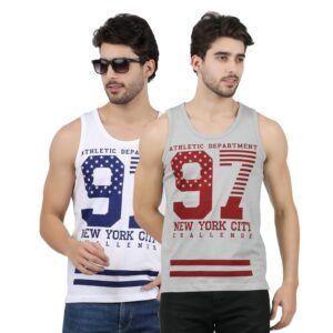 JUGULAR Men’s Cotton Regular Fit Printed Vest New York City