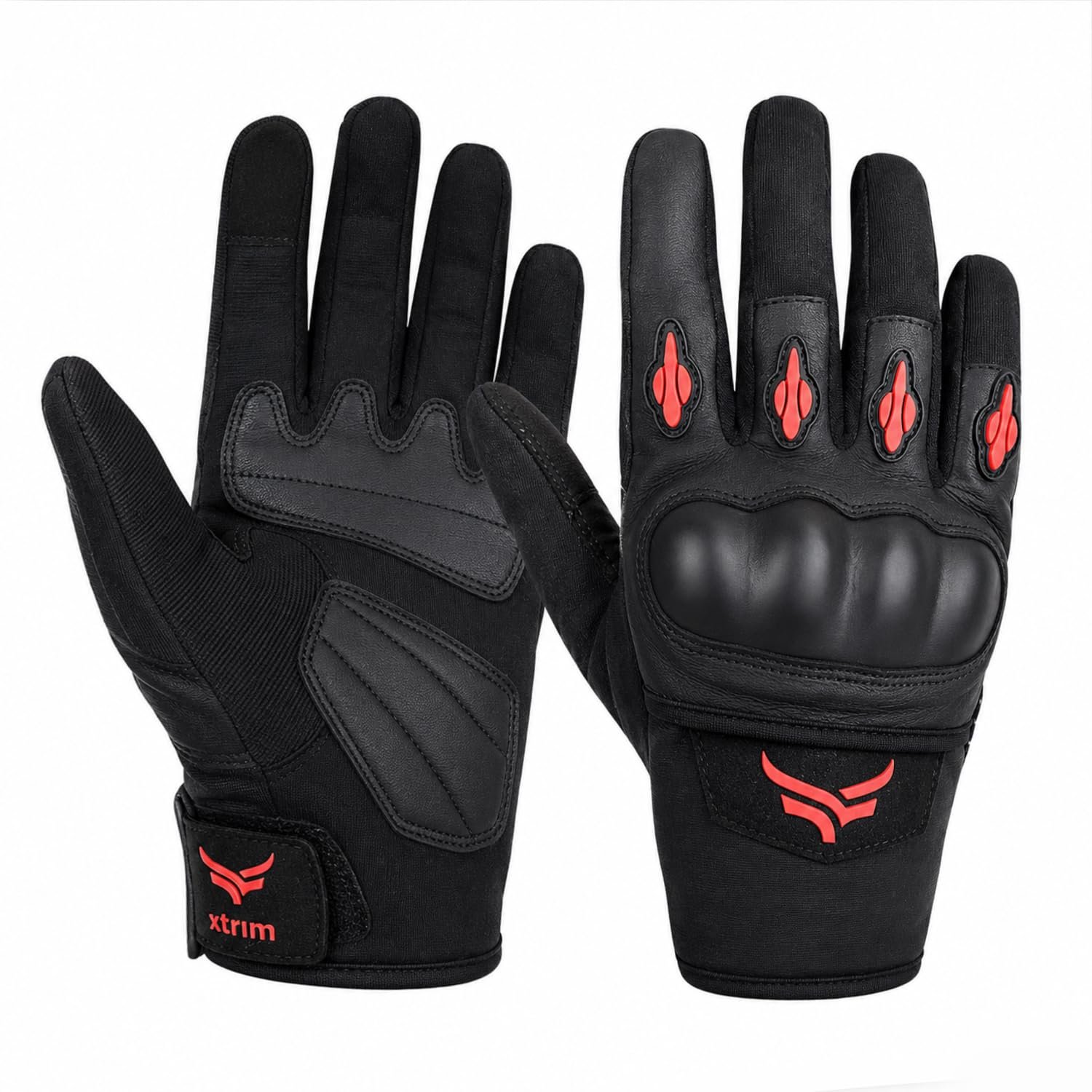 XTRIM Protekt Universal Bike Riding Gloves for Men, Black & Red, Large