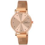 LOUIS DEVIN Rose Gold Plated Mesh Chain Analog Wrist Watch for Women (Blue/Green/Brown/Black Dial) | LD-RG173