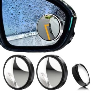 Uni-Fine 2 Pieces 360° Rotation Dead Spot Mirror – Adjustable Wide Angle Convex Blind Spot Mirrors for Cars, SUVs, Motorcycles