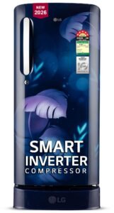 LG 185 L, 5 Star, Smart Inverter, Direct Cool Single Door Refrigerator (GLD1956ZABI, Blue Ilan, Fit Max Chiller Tray, Base stand with Drawer & Runs on Home Inverter)