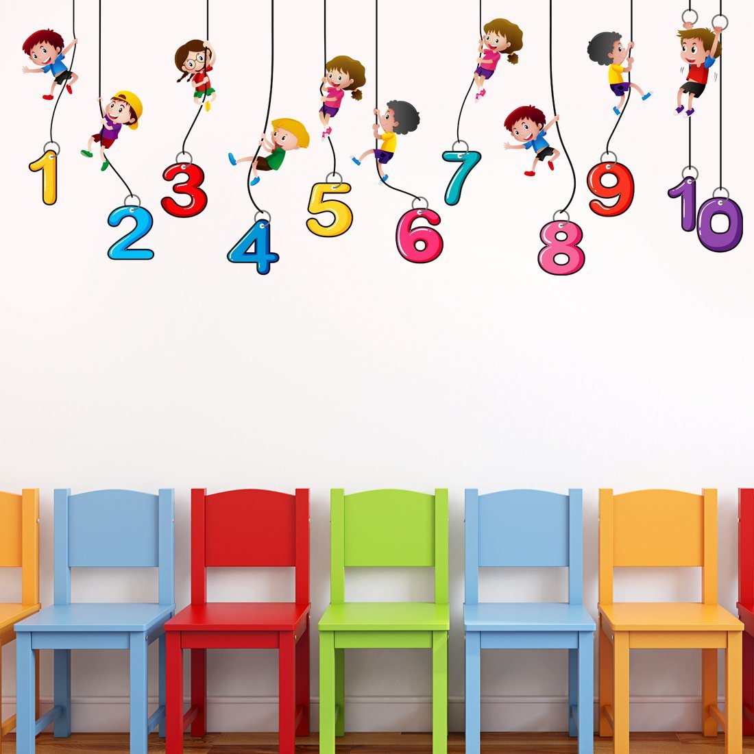 Luke and Lilly 1,2,3,4 Number Kids Wall Sticker(PVC Vinyl,60cm x160cm)