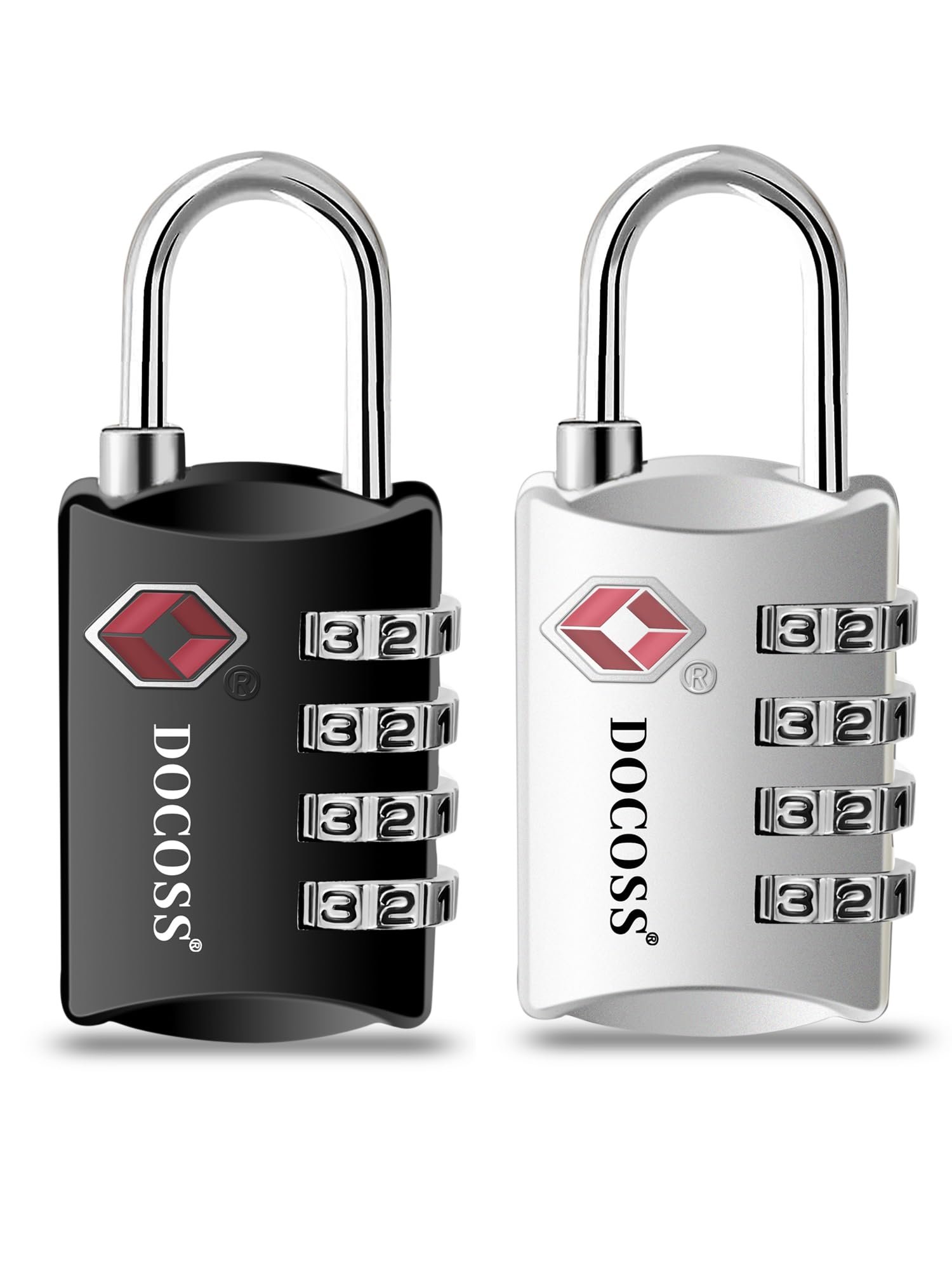 DOCOSS-Set of 2-309-Metal TSA Lock 4 Digit for Luggage Bag Number Password Travel Locks(Black)