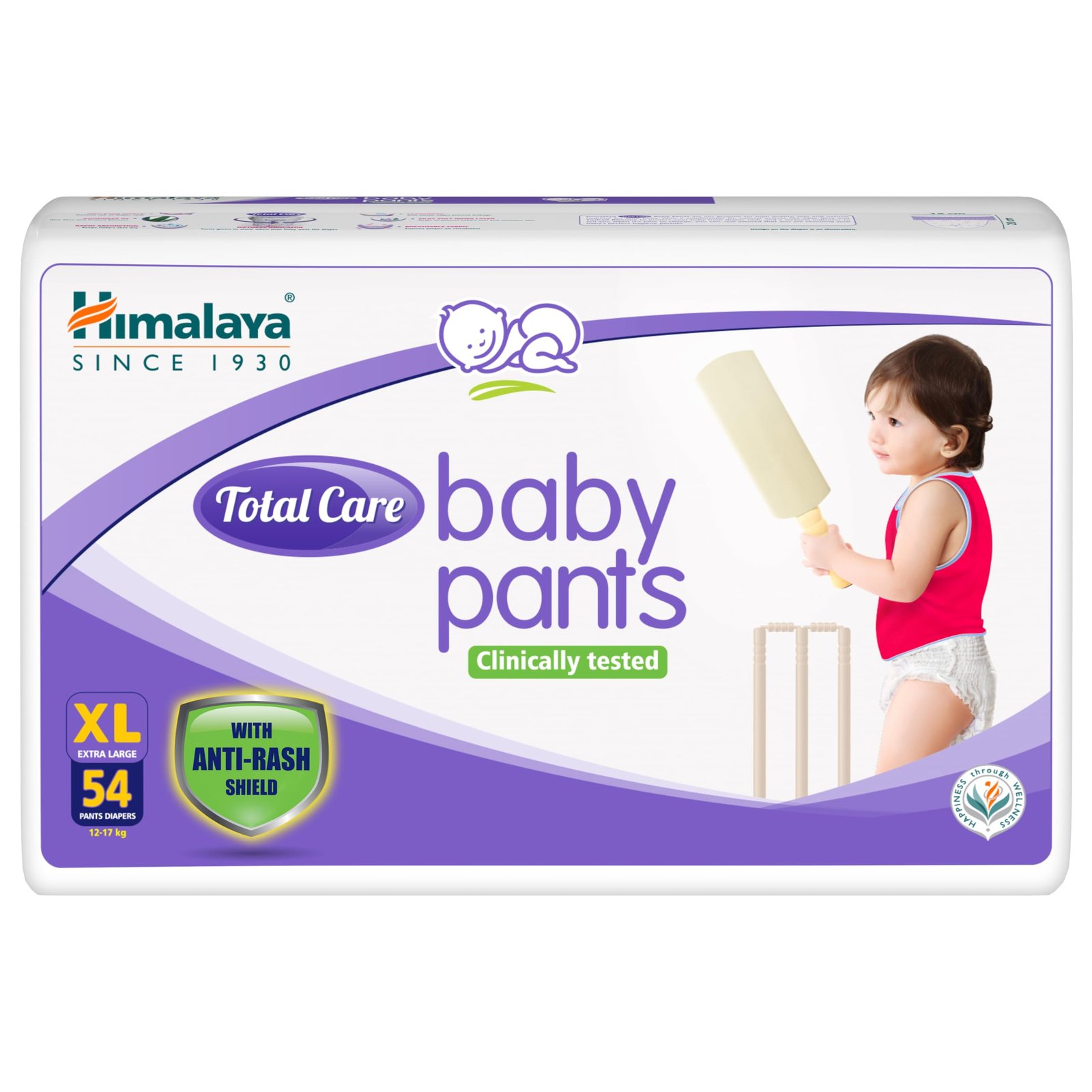 Himalaya Total Care Baby Pants Diaper | Size XL (Extra Large) 54 Count | Pack of 1 | 12-17 kg | Clinically Tested | Anti Rash Shield With Aloe Vera & Yashad Bhasma