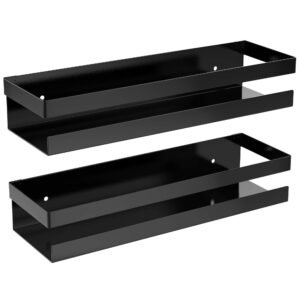 Amazon Brand – Umi Metal Multi-Purpose Wall Mount Floating Shelf Wall Mounted Storage Shelf for Kitchen, Bathroom, Bedroom, Office, Black (Pack of 2)