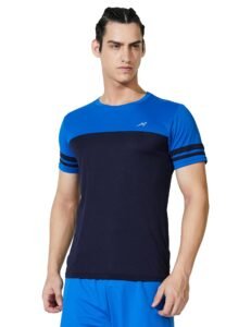 Amazon Brand – Symbol Men’s Color Block Active Regular Fit Sports T-Shirt | Round Neck | Half Sleeve (Available in Plus Sizes)