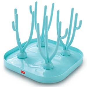 LuvLap Baby Bottle Drying Rack with Branch Shaped Dryer – Complete Solution for Pacifier, Brush, and Accessories: Easy Sterilization, Cleaning, Storage & Travel (Light Blue)