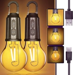 Rechargeable Camping Hanging Bulb, Waterproof LED Tent Light with USB Cable, 3 Modes Hanging Camping Lantern, Hanging Lamp for Hiking, Emergency, Households (Multi)