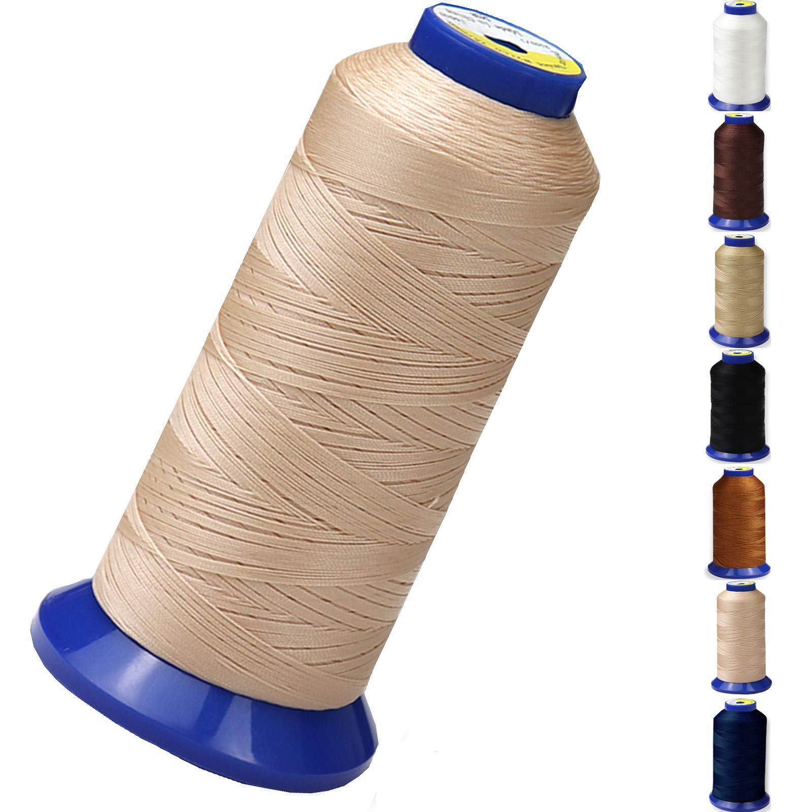 Bonded Nylon Thread for Sewing-Heavy Duty Nylon Thread for Leather, Jeans, Upholstery and Weaving; #69 T70 Size 210D/3 1400 Yards（Beige）
