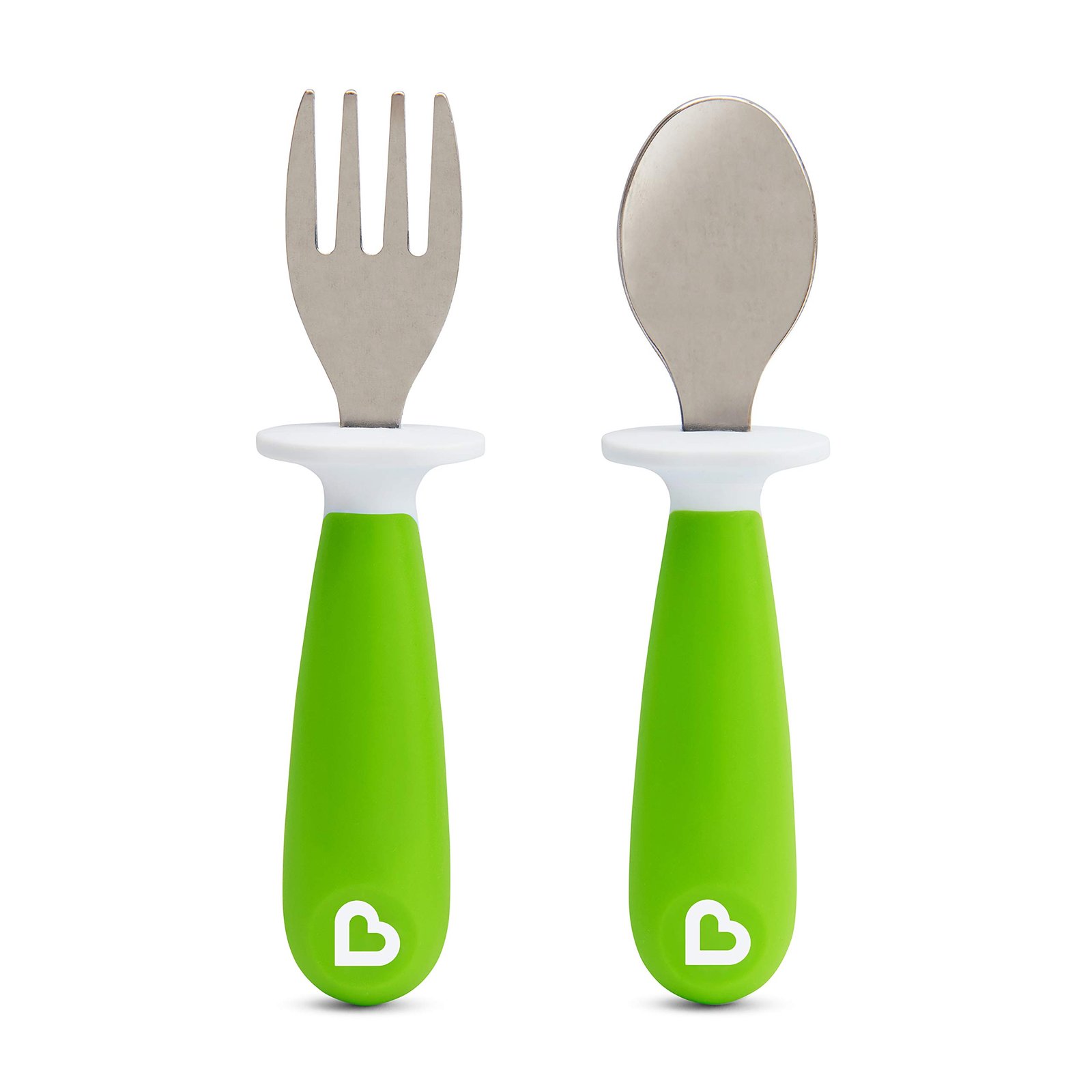 Munchkin Raise Toddler Fork & Spoon Set for Mealtime, BPA Free, Green
