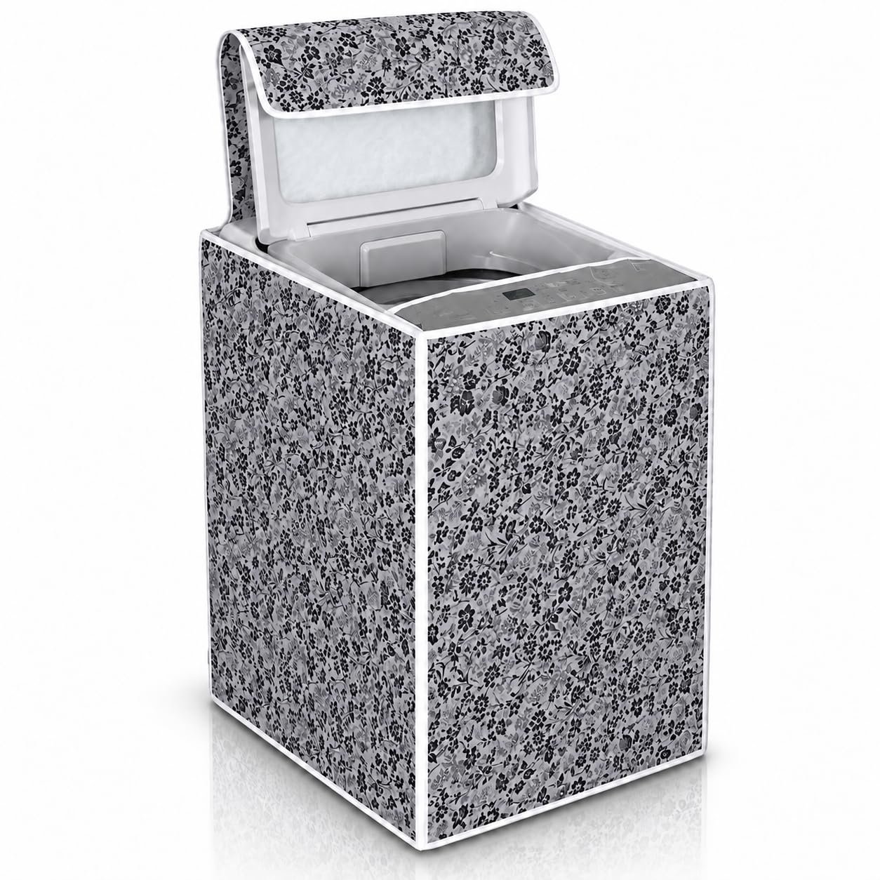 DALUCI Top Load Back Panel Washing Machine Cover for Samsung Fully Automatic 6 to 8 Kg, Waterproof & Dustproof Cover – Fits 6 Kg, 6.2 Kg, 6.5 Kg, 7 Kg, 7.5 Kg, 8 Kg (Black & Grey, 55 x 55 x 92 cm)