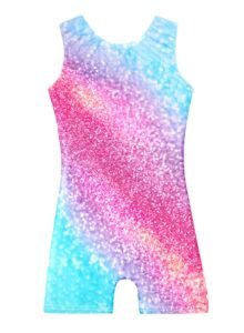 Gymnastic Leotards for Girls Dance Wear Sparkle Unicorn Rainbow Fancy Mermaid Pink Purple Clouds