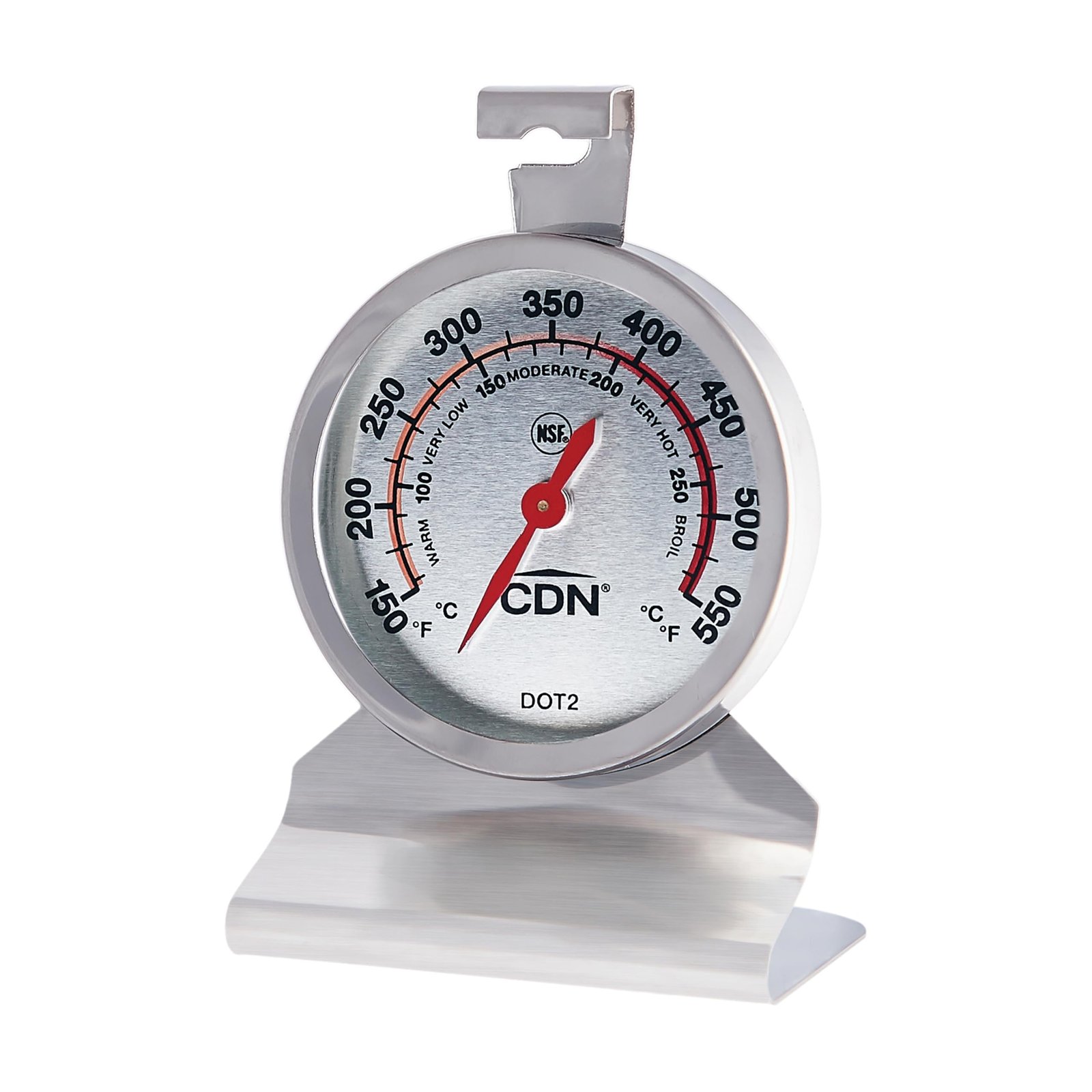 CDN Oven Thermometer ProAccurate®, Easy-to-Read 2″” Dial, Stainless Steel Housing, Temperature Zones, Stand or Hang, Monitor Oven Temperatures, NSF Certified – DOT2