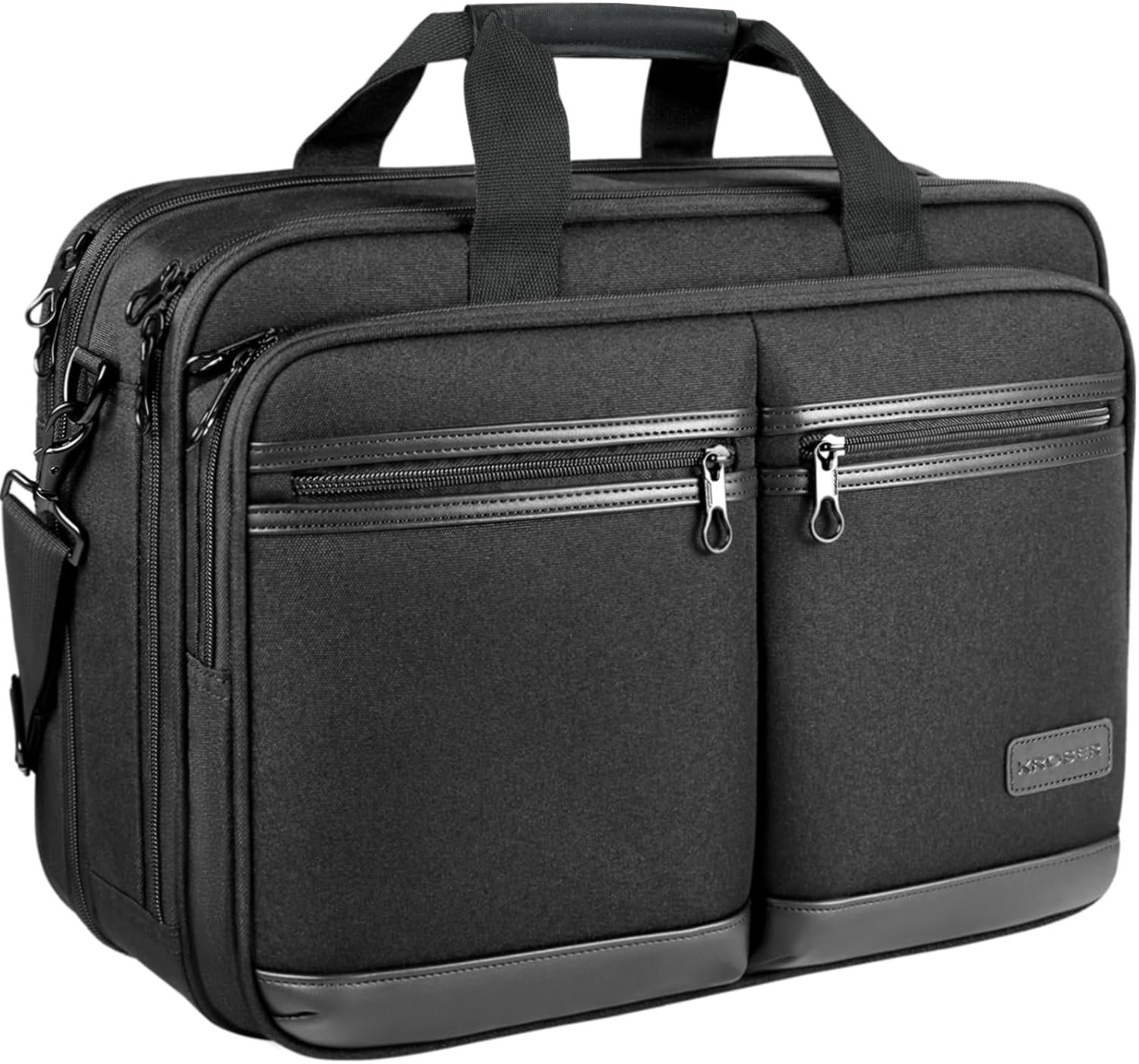 KROSER 18†Laptop Bag Stylish Laptop Briefcase Fits Up To 17.3 Inch Expandable Water-Repellent Shoulder Messenger Bag Computer Bag With Rfid Pockets For Business/Travel/School/College/Men/Women-Black