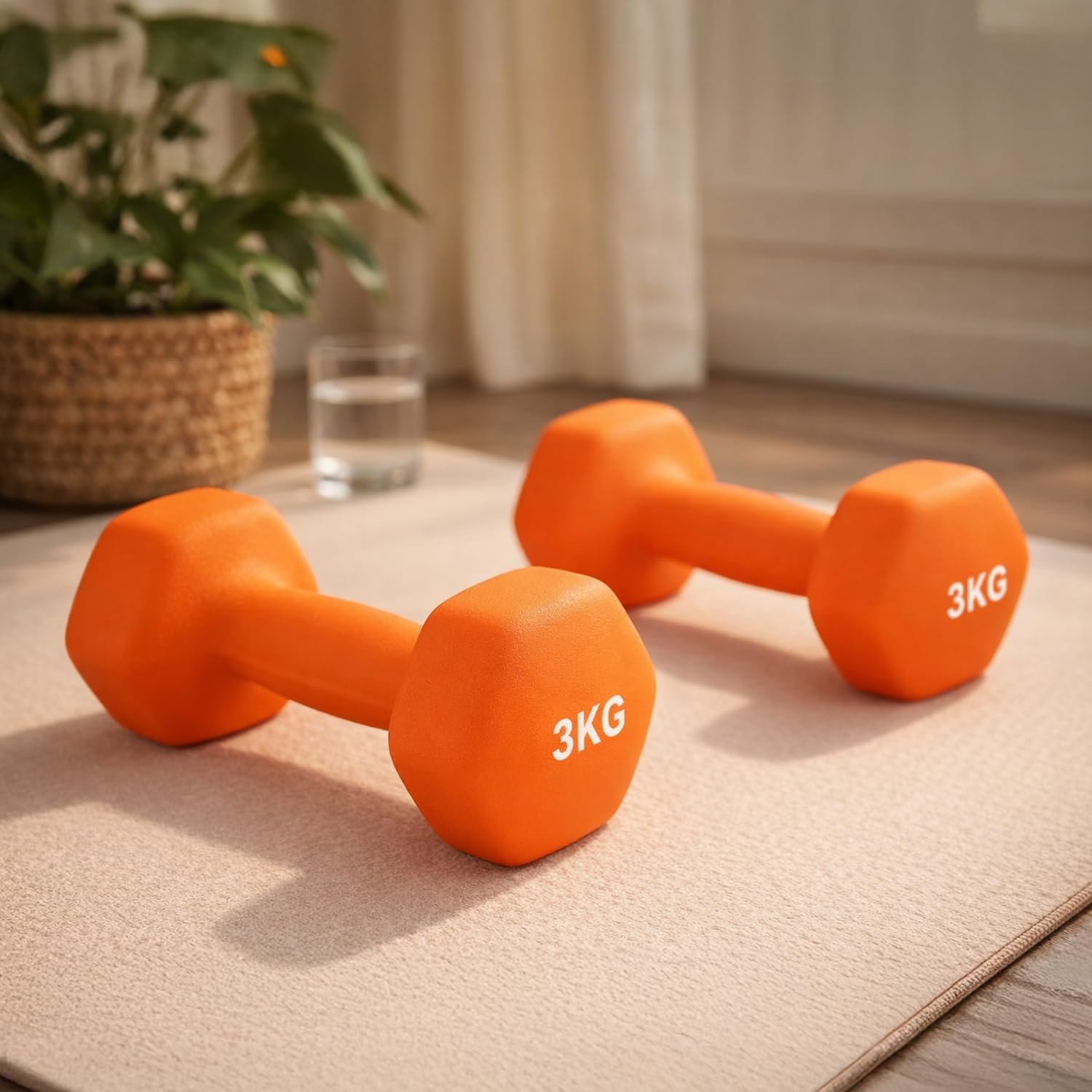 Amazon Basics Neoprene Dumbbell Pair, 2 x 3Kg, Orange