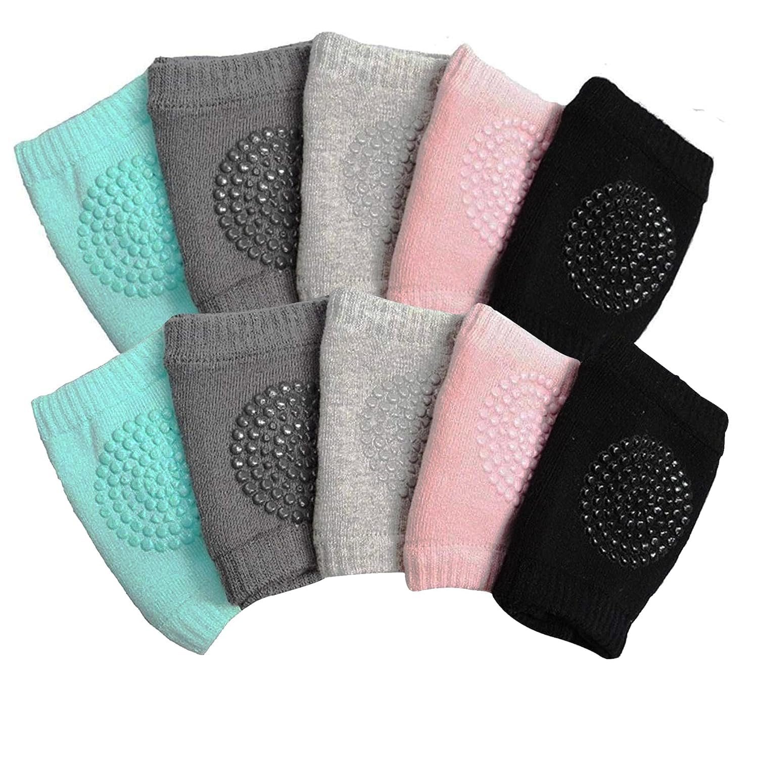 2 Pairs Baby Knee Pads for Crawling, Anti-Slip Breathable Cotton Toddler Knee Guards, Infant Safety Protector & Leg Warmers for Boys and Girls (Multicolor)